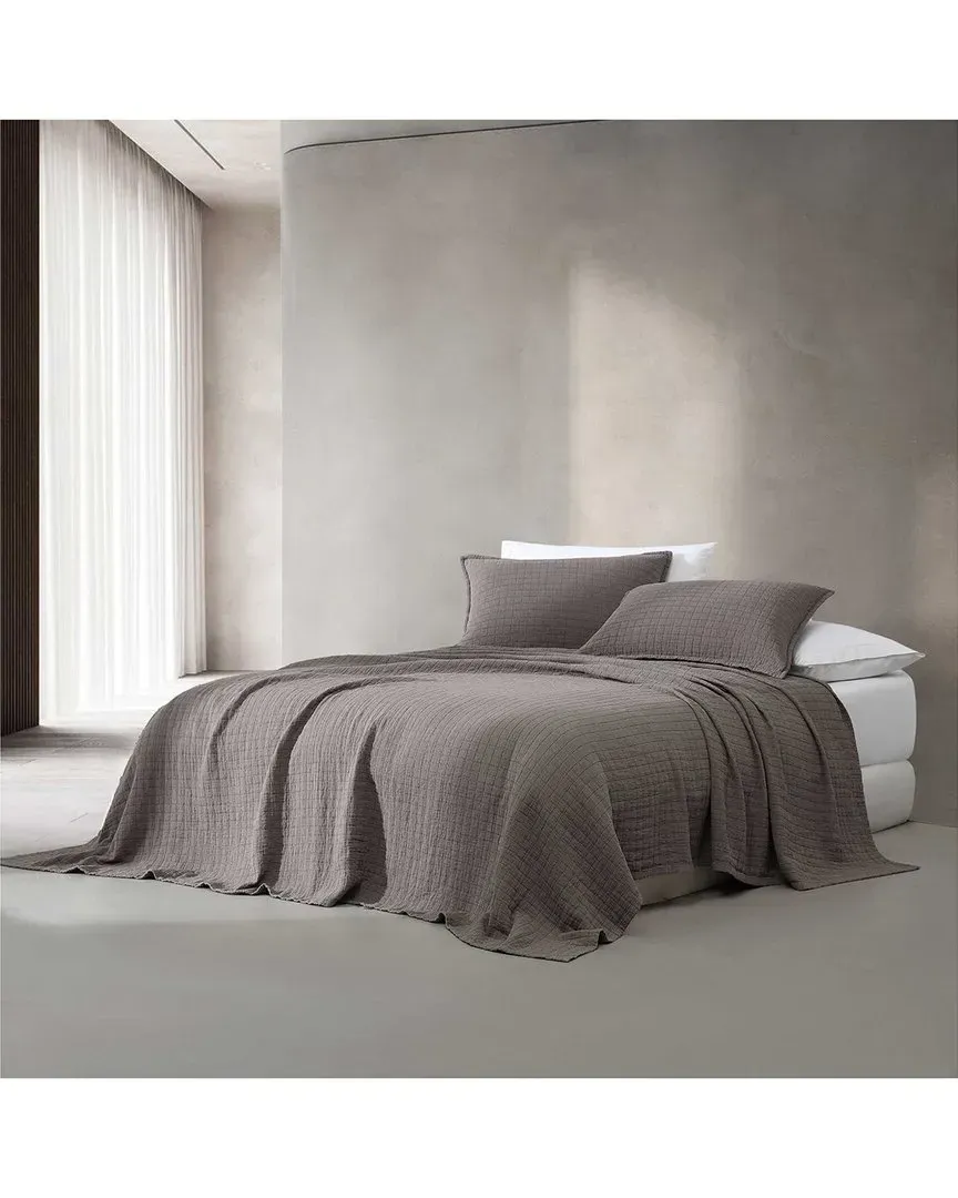 Essential Garment Washed Cotton Jacquard Coverlet - Plum