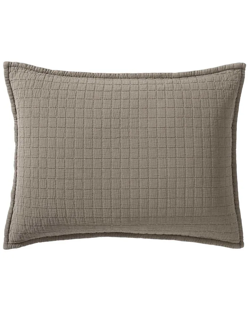 Essential Garment Washed Cotton Jacquard Sham - Elk Brown