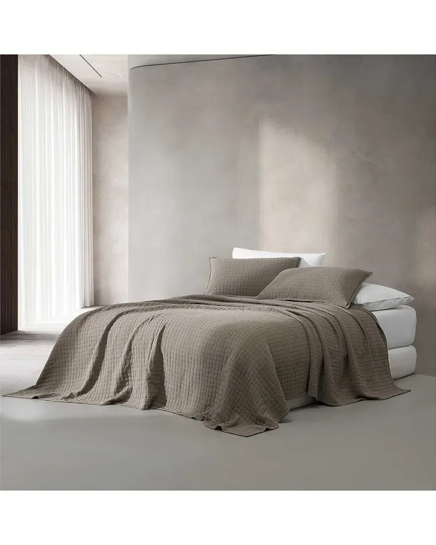 Essential Queen Garment Washed Cotton Jacquard Coverlet - Elk Brown