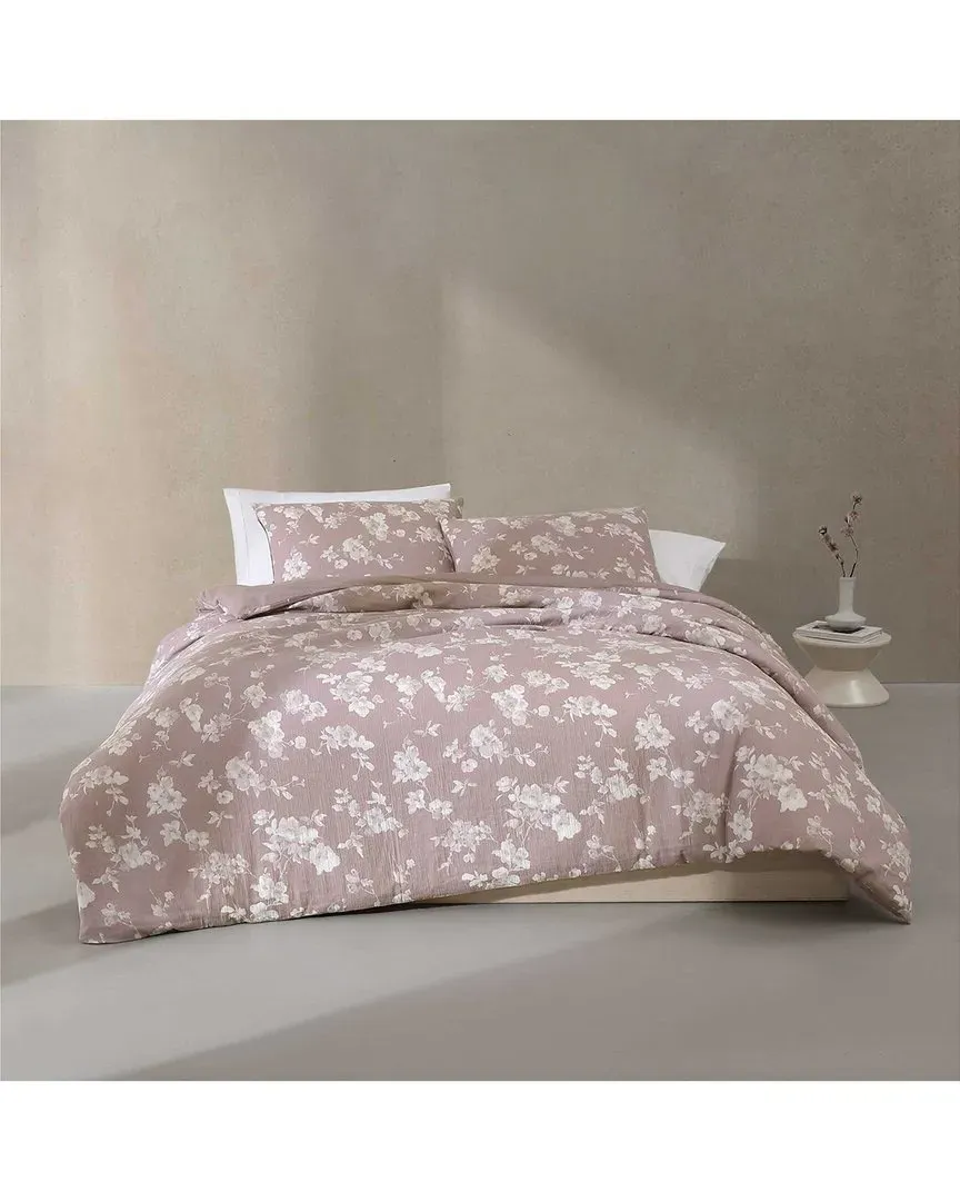 Eternity Floral Duvet Cover Set - Mauve Pink, Cotton Gauze
