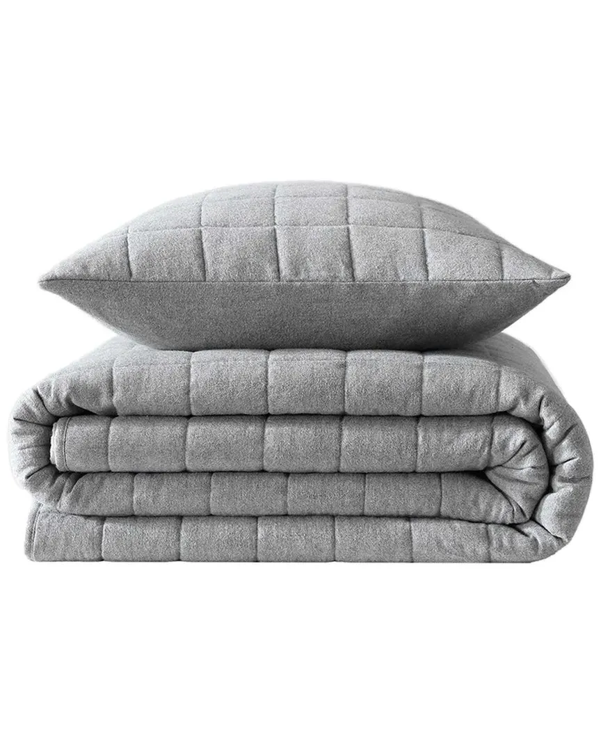 Melange Flannel Cotton Sham - Silver Grey, Cotton image