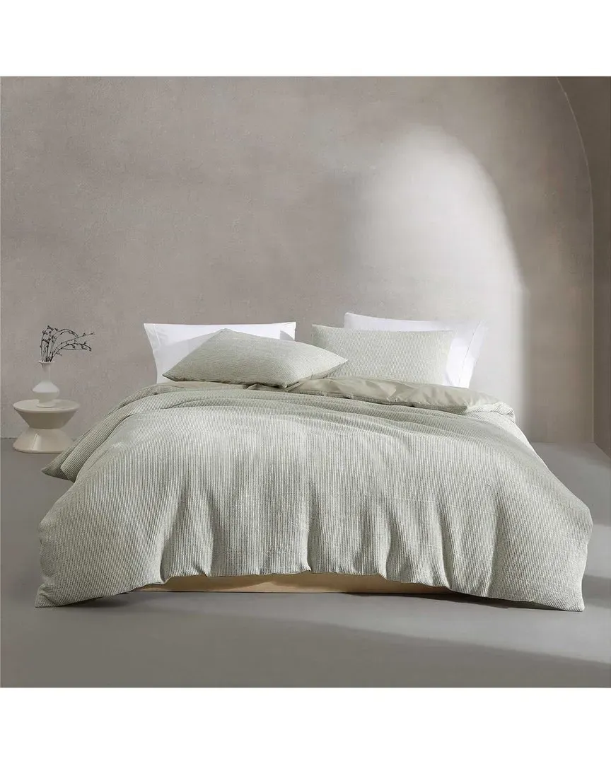 Microwaffle Cotton Blend Duvet Cover Set - Pale Green