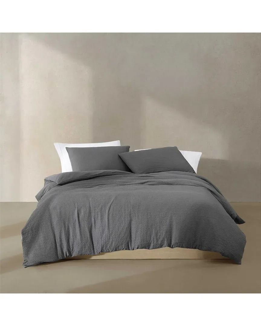 Seersucker Duvet Cover Set - Graphite, Polyester image