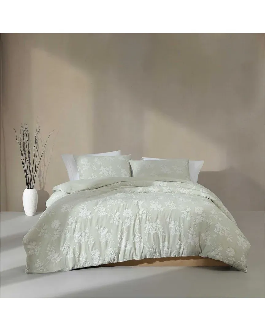 Spring Branches Cotton Jacquard Comforter Set - Pearl Grey