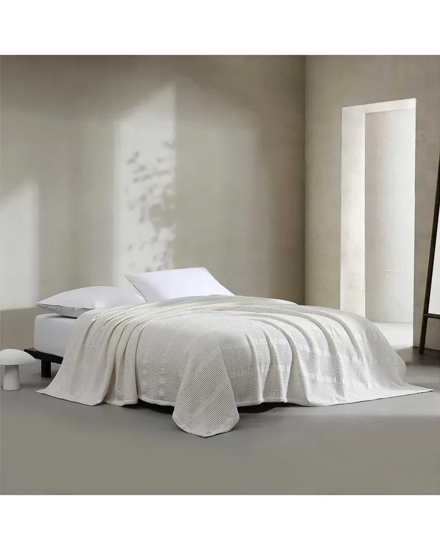 Waffle Stripe Cotton Blanket - Ivory image