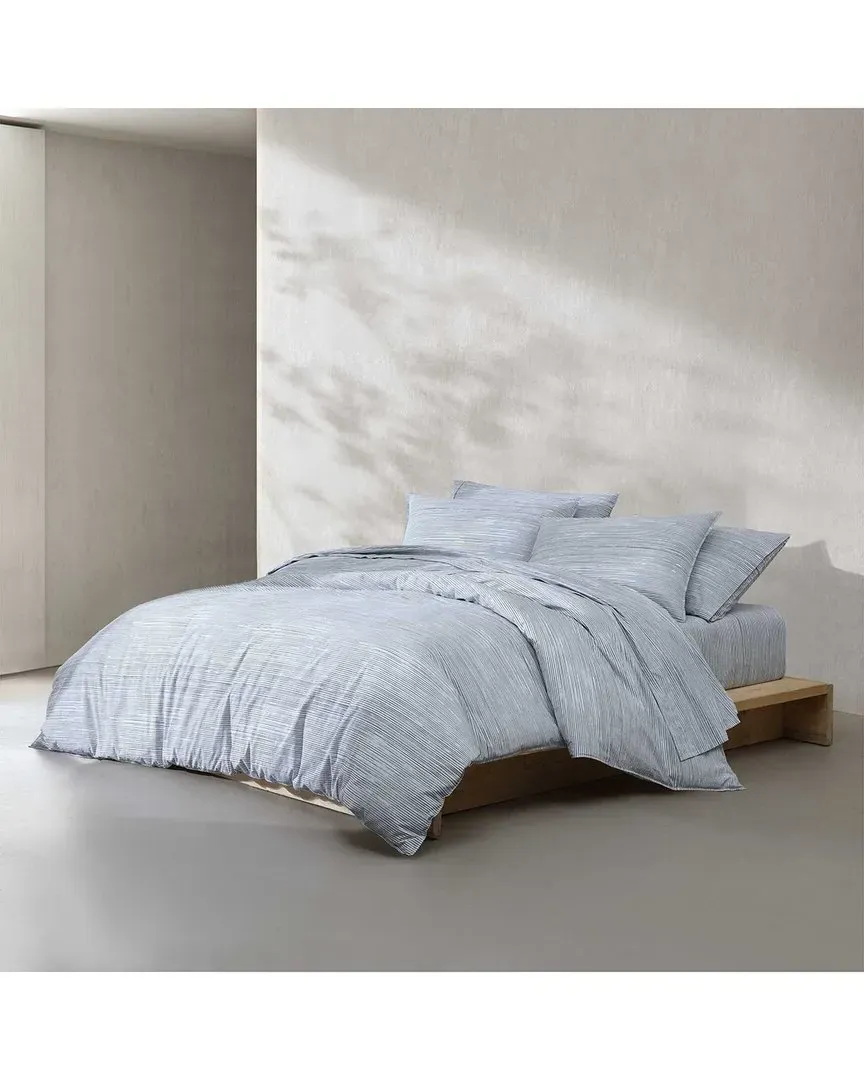 Wavy Stripe Printed Cotton Percale Sheet Set - Blue Graphite image