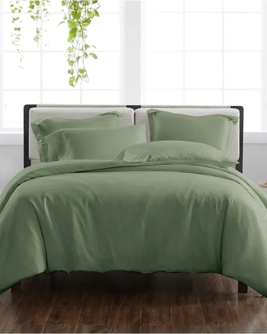 3-Piece Duvet Cover Set - Green, Polyester