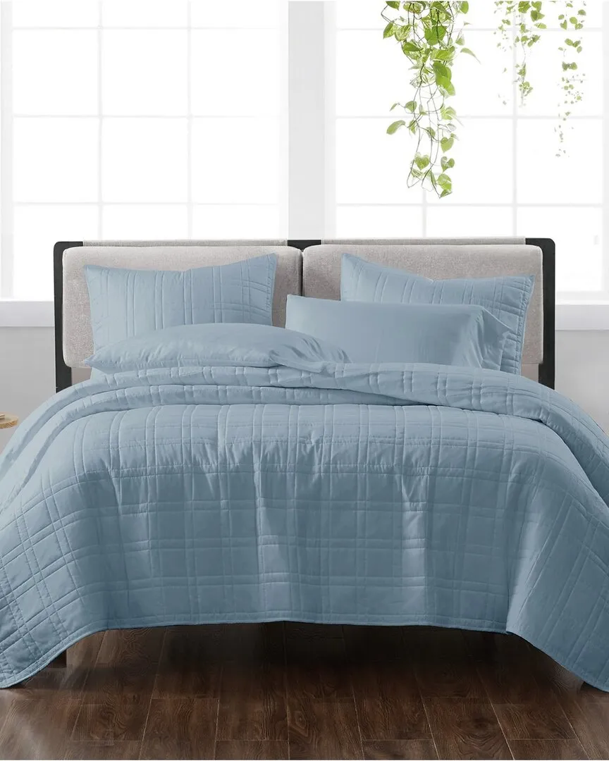 3-Piece Quilt Set - Blue, Polyester image
