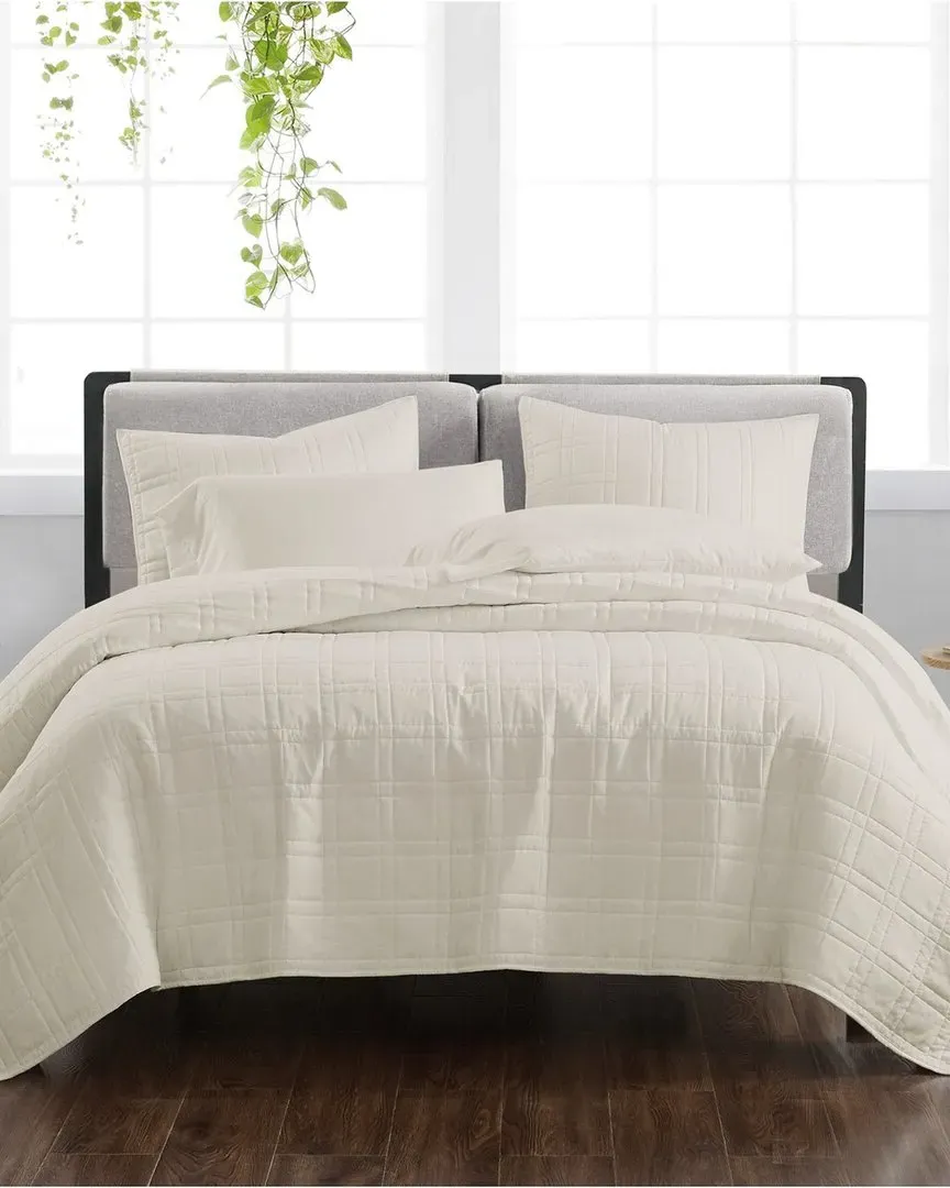 3-Piece Quilt Set - Ivory, Polyester