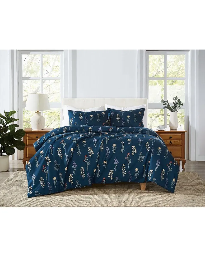 Avery Floral Duvet Cover Set - Blue, Microfiber image
