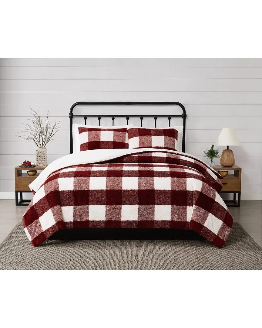 Buffalo Check Comforter Set - Burgundy, Polyester