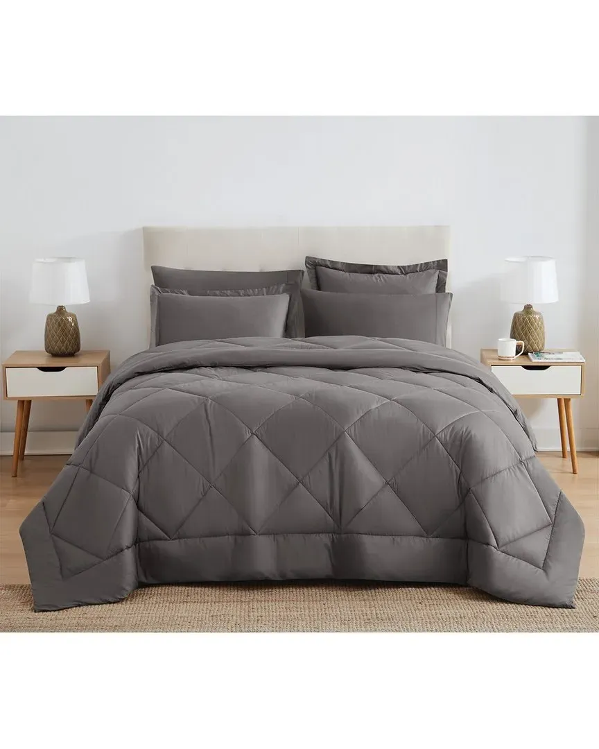 Solid Oversized Percale Comforter Set - Grey, Cotton