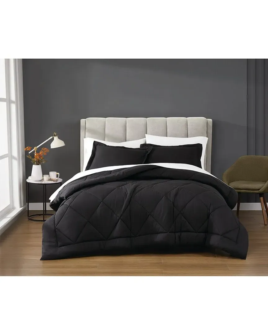 Solid Percale Comforter Set - Black, Cotton image