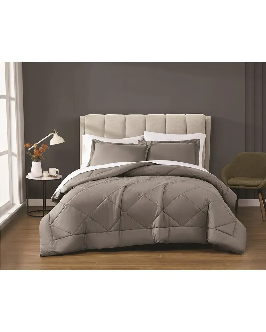 Solid Percale Comforter Set - Grey, Cotton