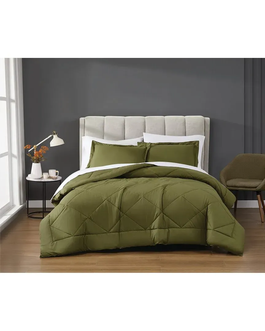 Solid Percale Comforter Set - Olive Green, Cotton
