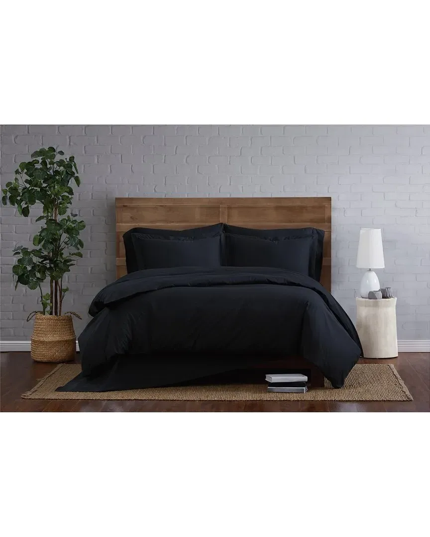 Solid Percale Duvet Set - Black, Cotton