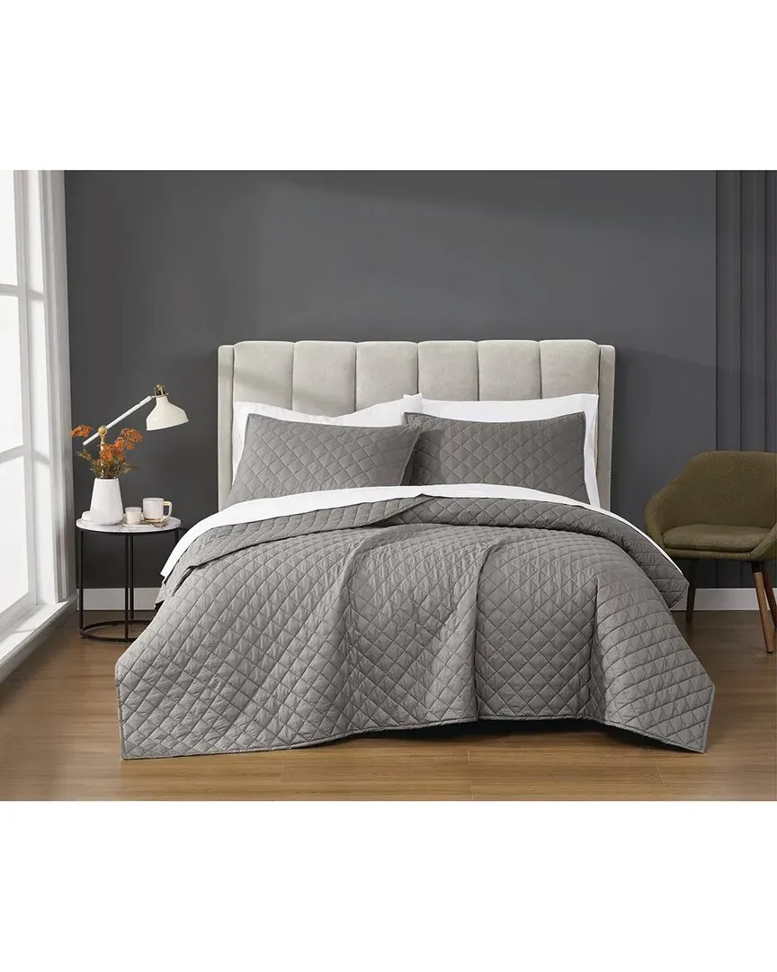 Solid Percale Quilt Set - Grey, Cotton