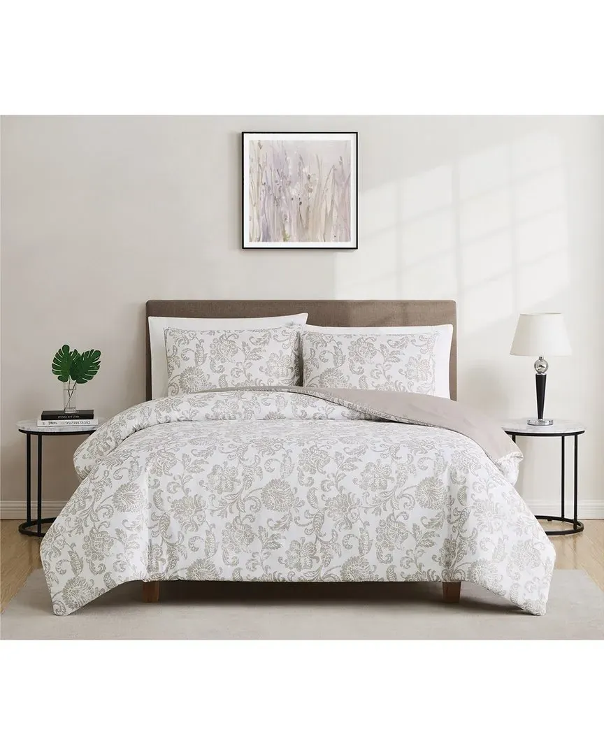 Sylvana Jacobean Comforter Set - White, Microfiber