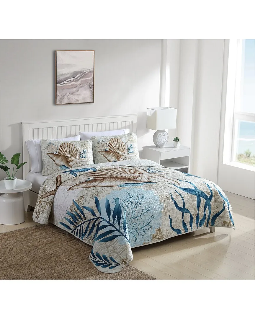 3pc Coastal Quilt Set - Blue Turtle image