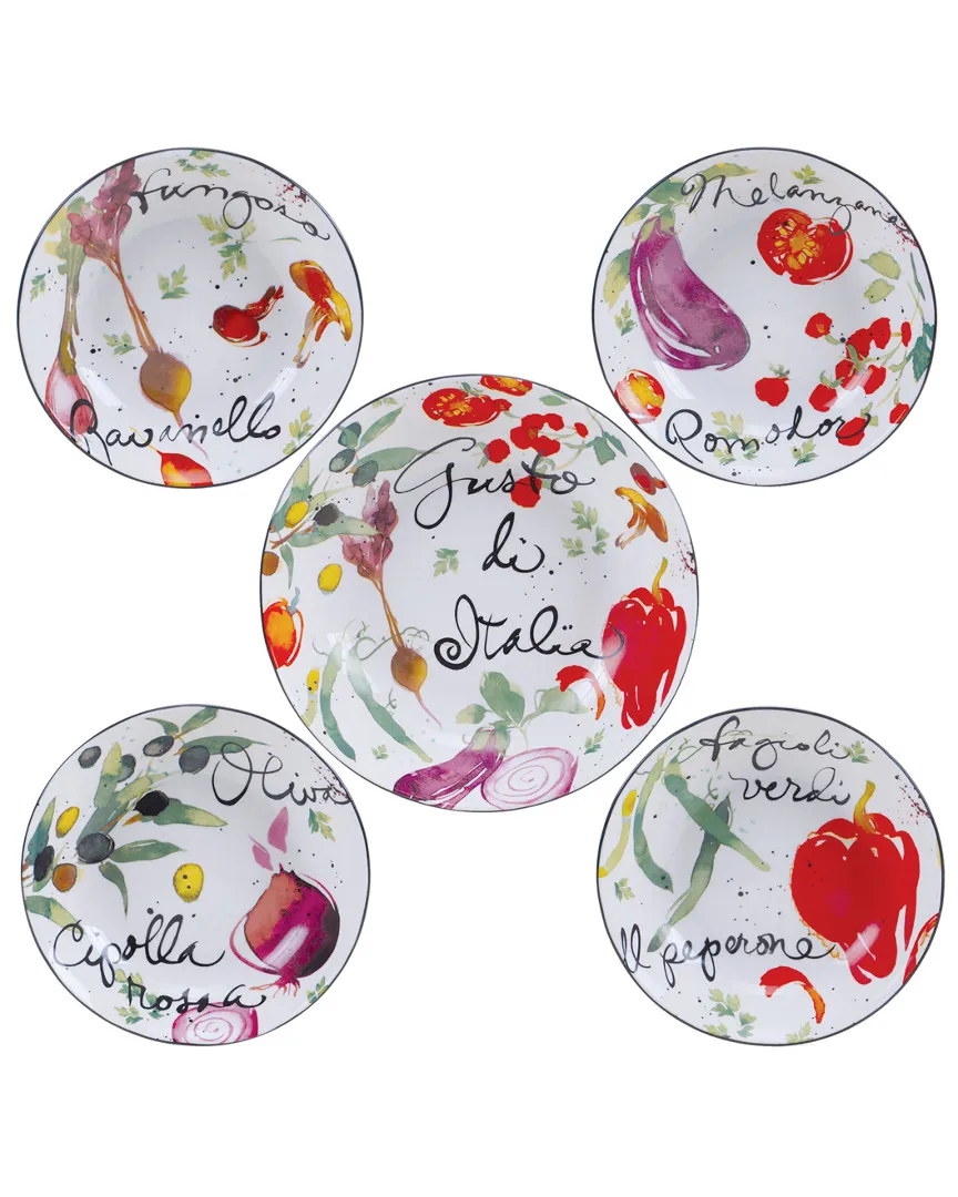 5-Piece Salad Bowl Set - Multicolor, Stoneware