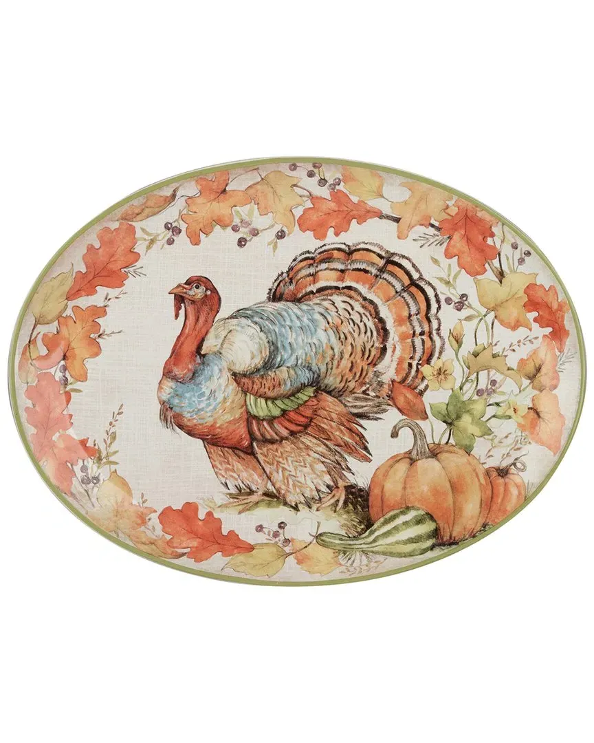 Autumn Breeze Oval Turkey Platter - Multicolor, Earthenware