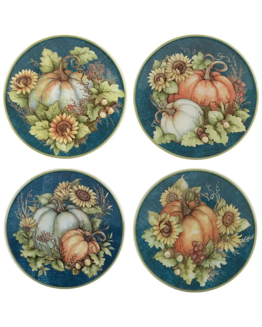 Autumn Breeze Set of 4 Canape Plates - Multicolor, Earthenware image