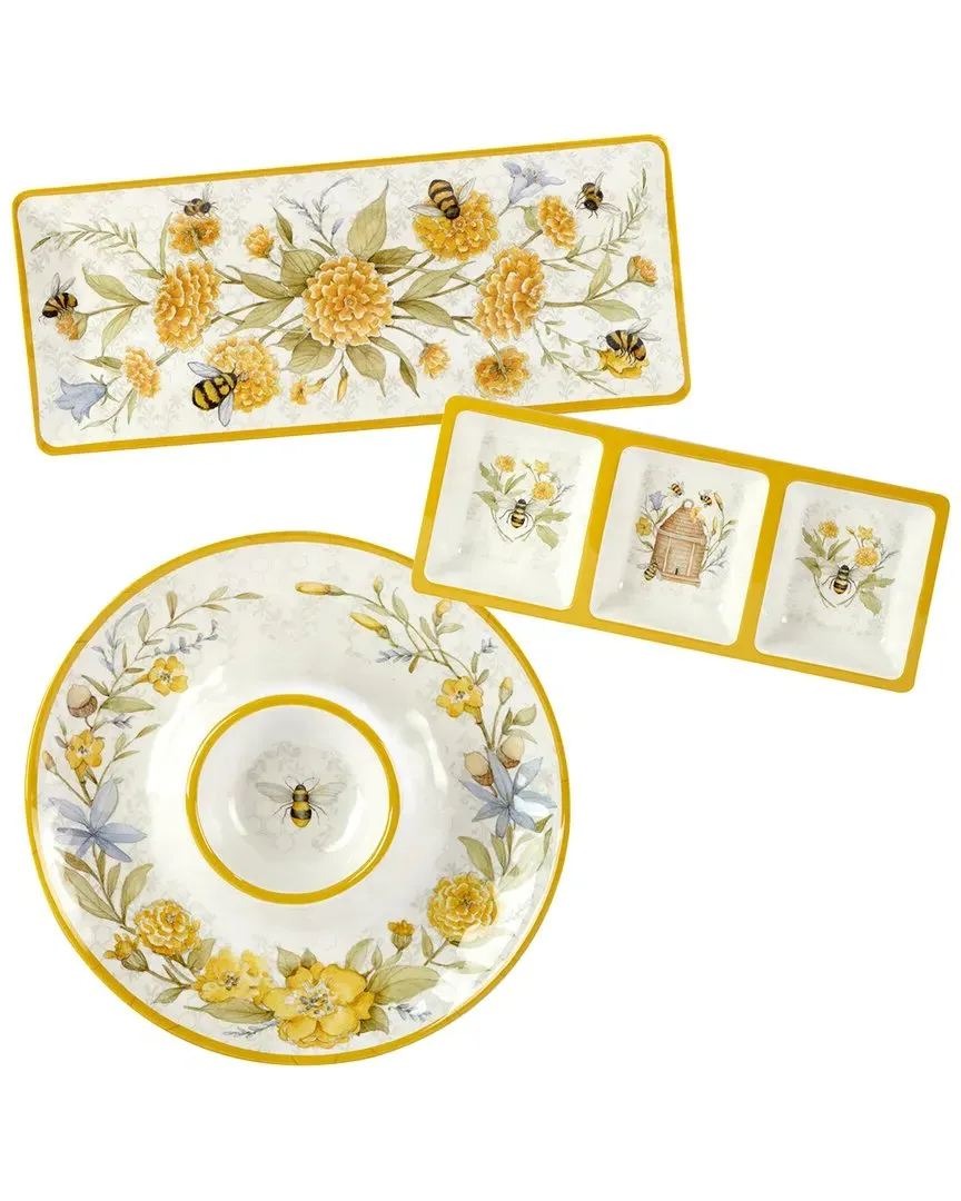 Bee Sweet 3pc Melamine Hostess Set - Multicolor, Melamine