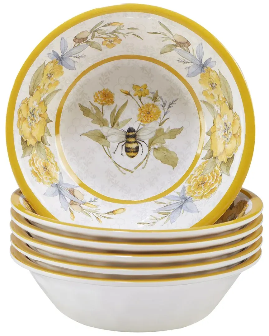 Bee Sweet All Purpose Bowls Set of 6 - Multicolor, Melamine
