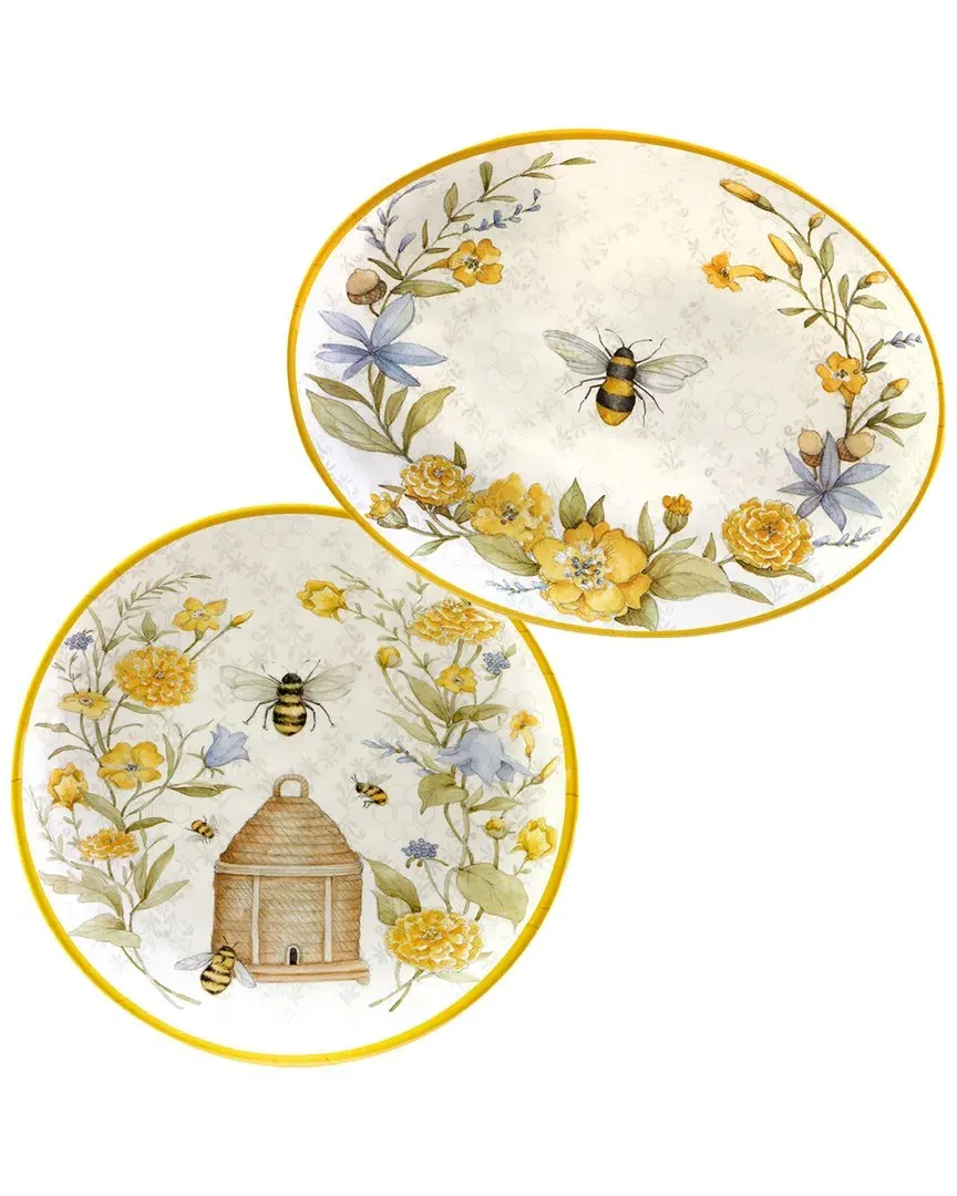 Bee Sweet Platter Set 2pc - Multicolor, Melamine image
