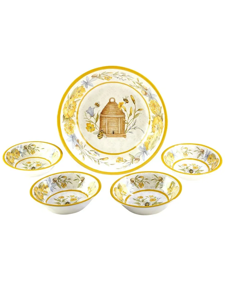 Bee Sweet Salad Serving Set 5pc - Multicolor, Melamine