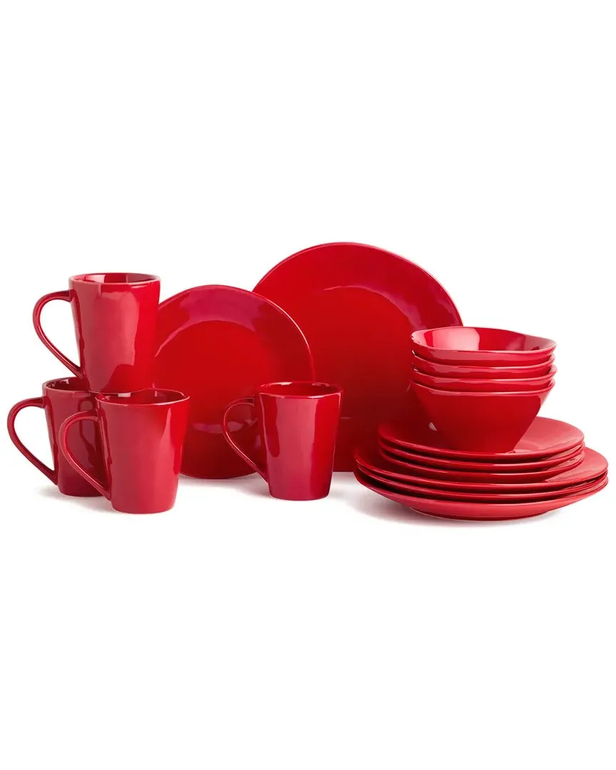 Berry Red Christmas 16pc Dinnerware Set - Red, Stoneware