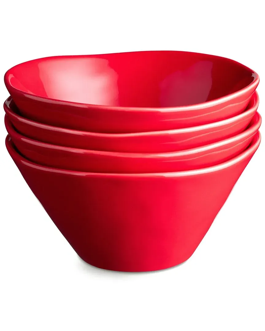 Berry Red Christmas Set of 4 Ice Cream Bowls - Red, Stoneware