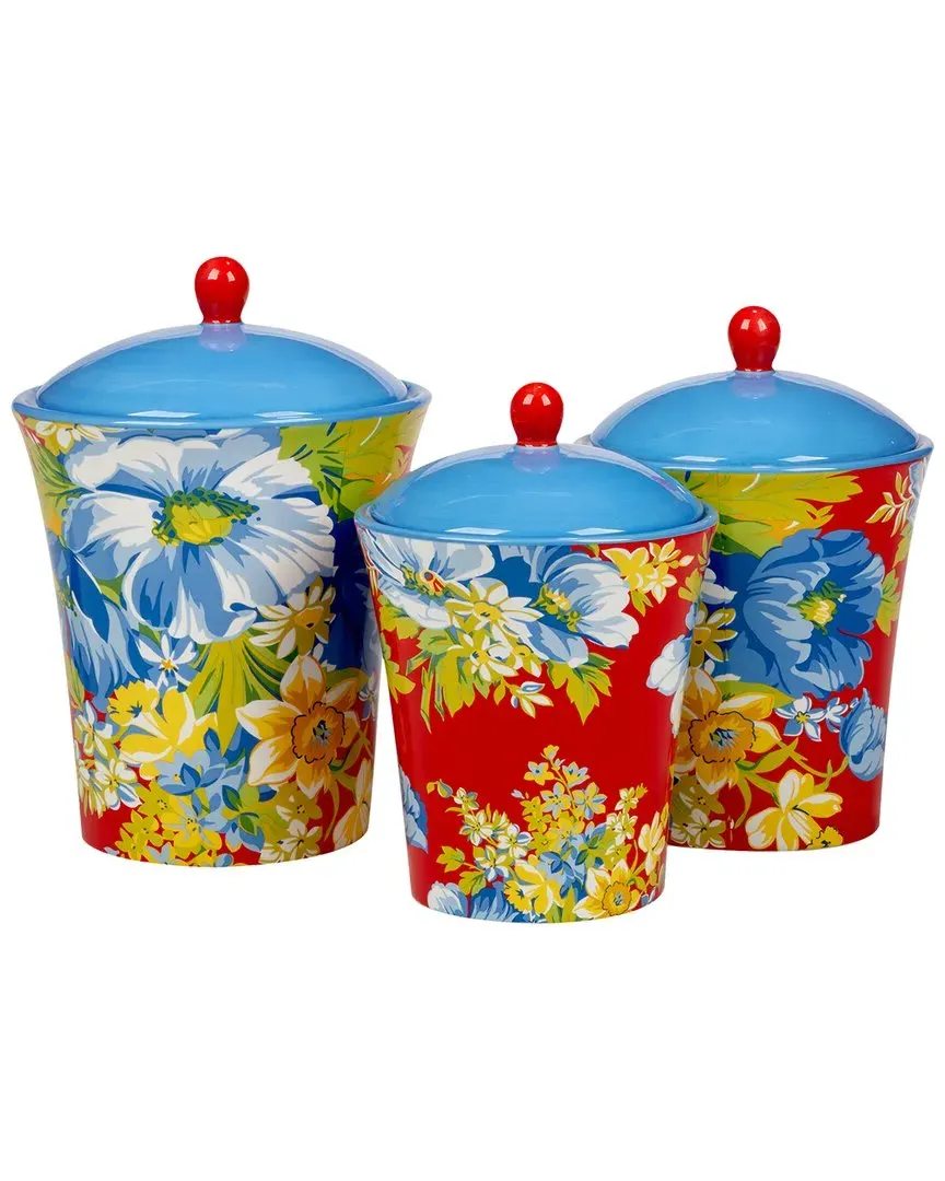 Blossom Set of 3 Canisters - Multicolor, Ceramic image