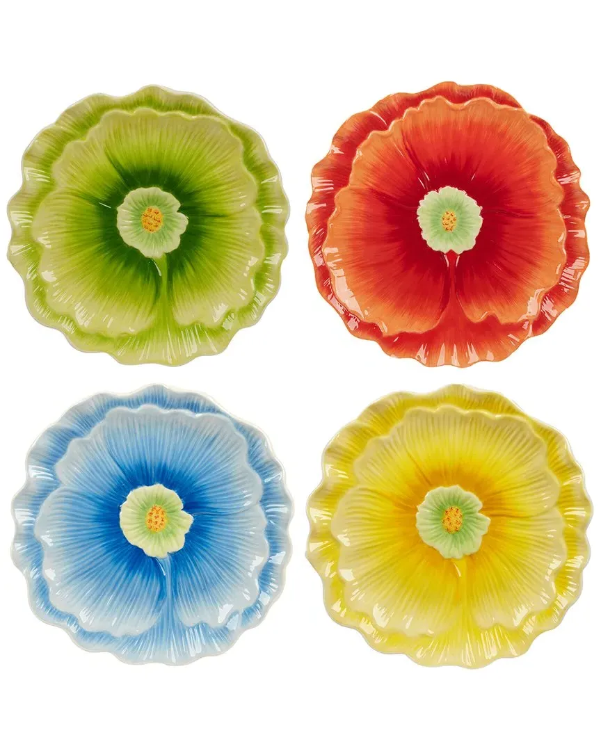 Blossom Set of 4 3D Floral Dessert Plates - Multicolor image