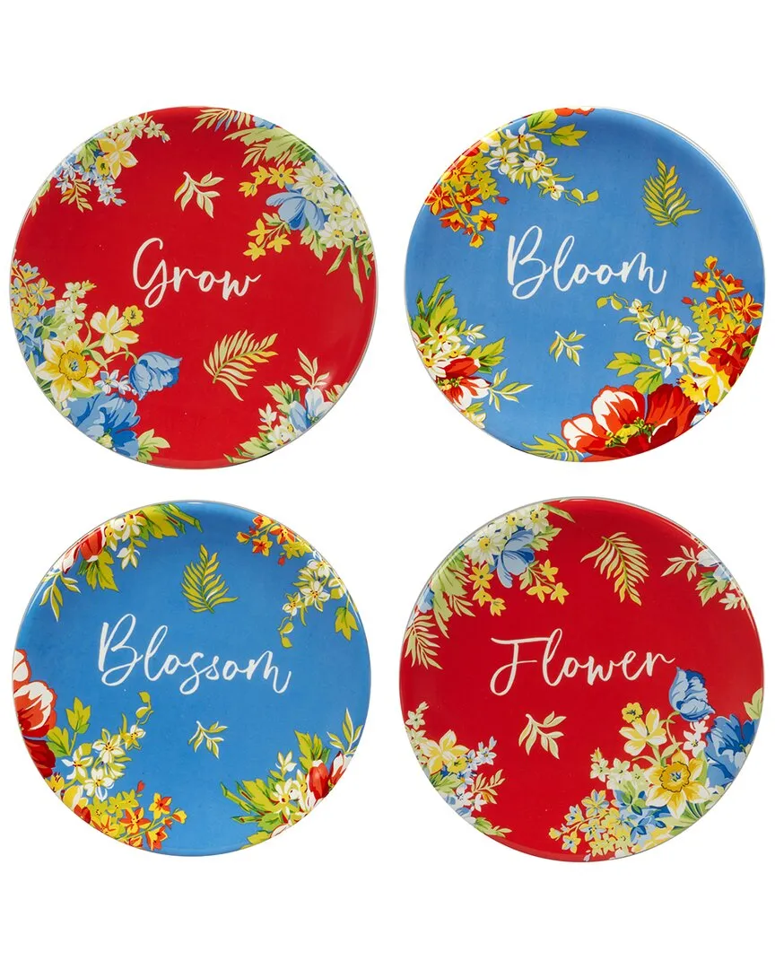 Blossom Set of 4 Canape Plates - Multicolor, Ceramic image