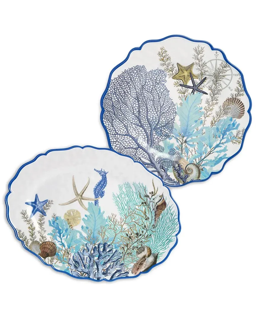Blue Lagoon 2pc Melamine Platter Set - Multi