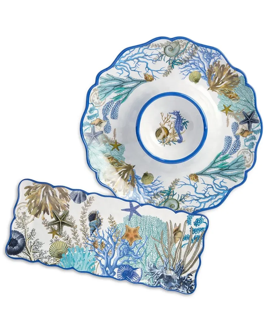 Blue Lagoon Melamine 2pc Appetizer Set - Multicolor