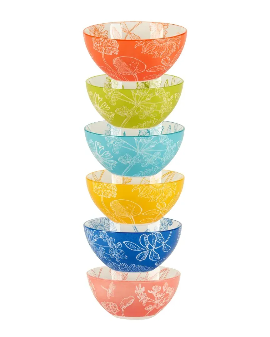 Botanical Set of 6 All Purpose Bowls - Multicolor, Porcelain image