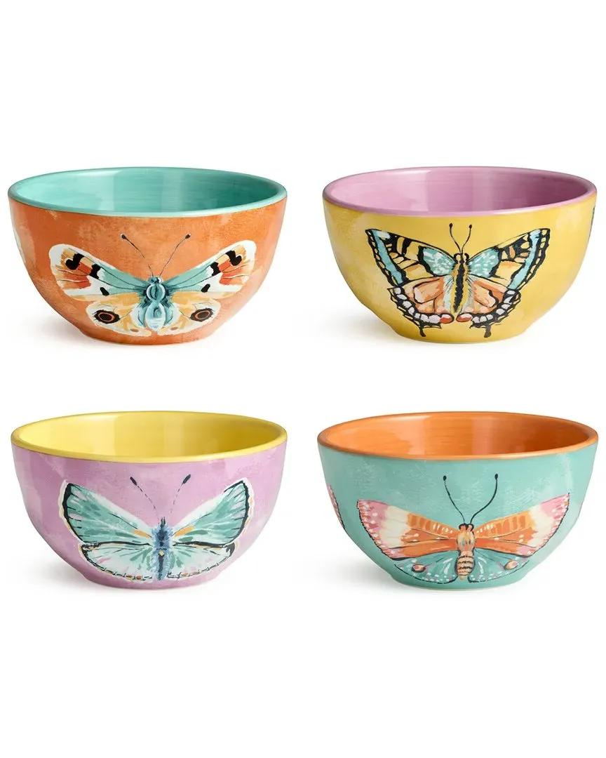Butterflies Set of 4 Ice Cream Bowls - Multicolor, Ceramic image