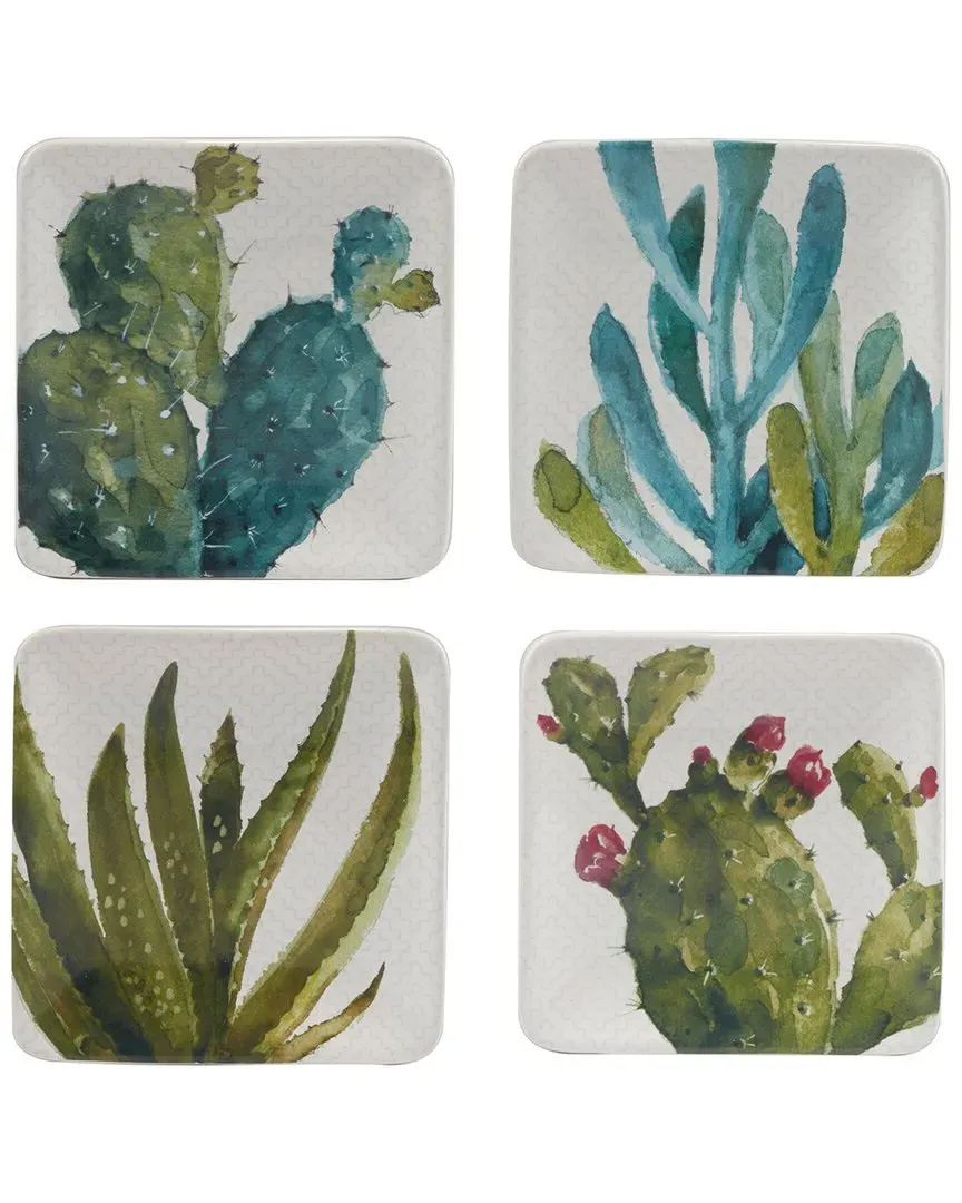 Cactus Verde Canape Plates Set of 4 - Green image