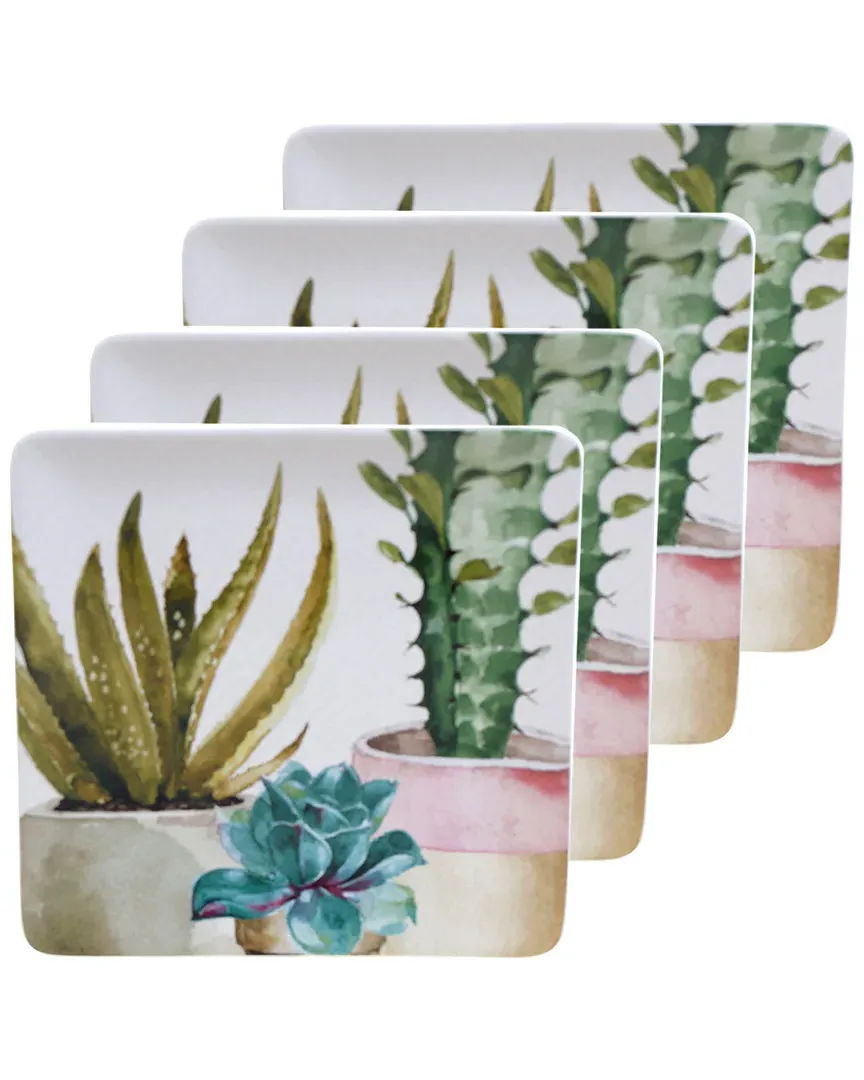 Cactus Verde Square Dinner Plates Set of 4 - Green image
