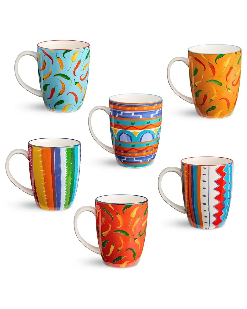 Caliente Set of 6 Mugs - Multicolor, Porcelain image