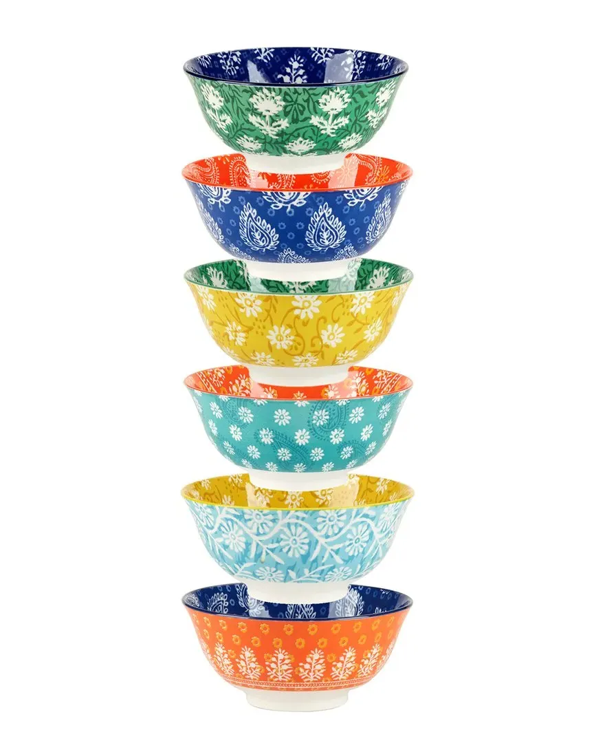 Carnival Set of 6 All Purpose Bowls - Multicolor, Porcelain