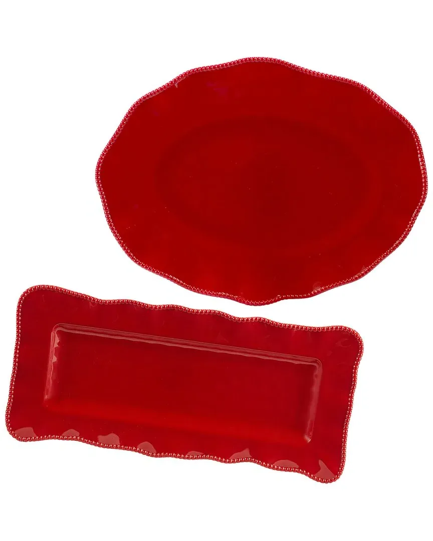Certified International Perlette 2-Piece Platter Set - Red image
