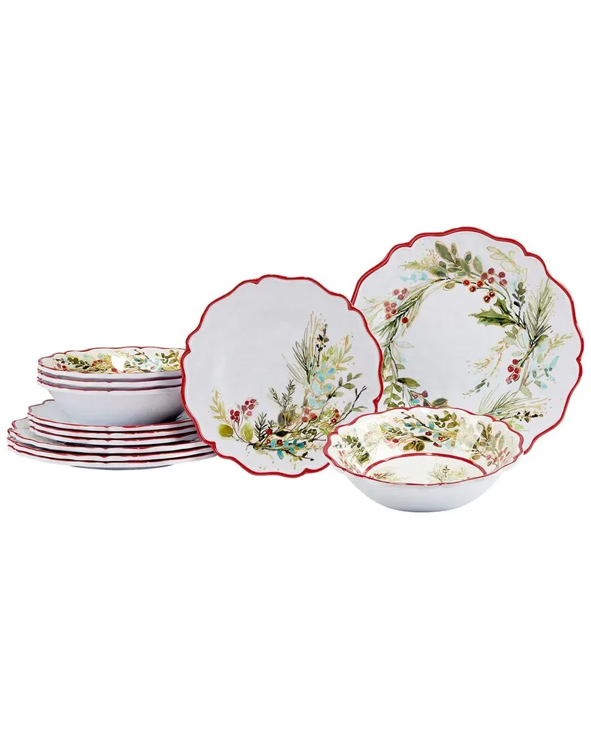 Christmas Gatherings 12pc Dinnerware Set - Multicolor, Melamine