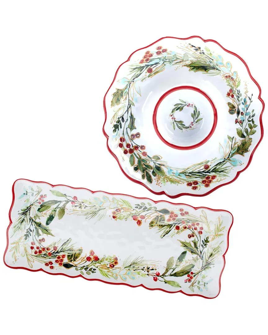 Christmas Gatherings Melamine 2pc Appetizer Set - Multicolor