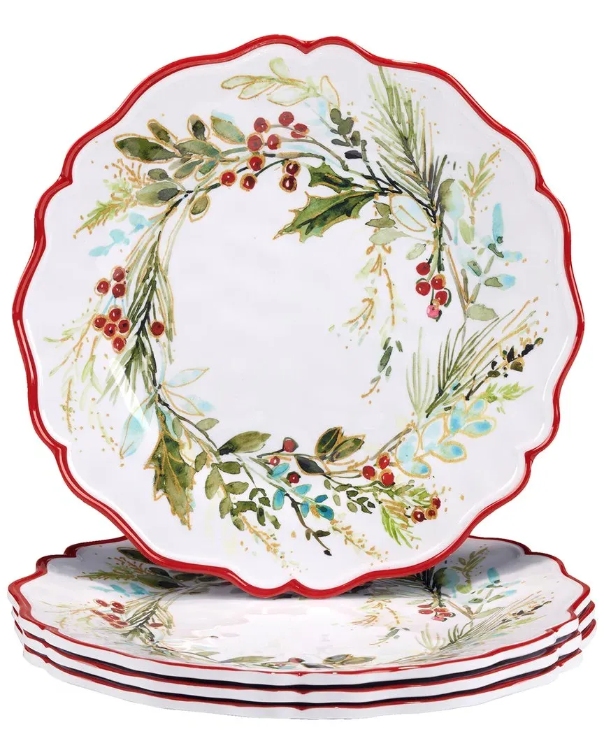 Christmas Gatherings Set of 4 Dinner Plates - Multicolor, Melamine