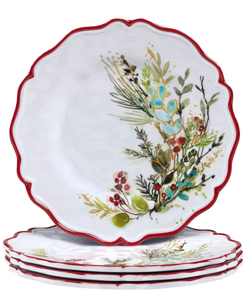 Christmas Gatherings Set of 4 Salad Plates - Multicolor, Melamine
