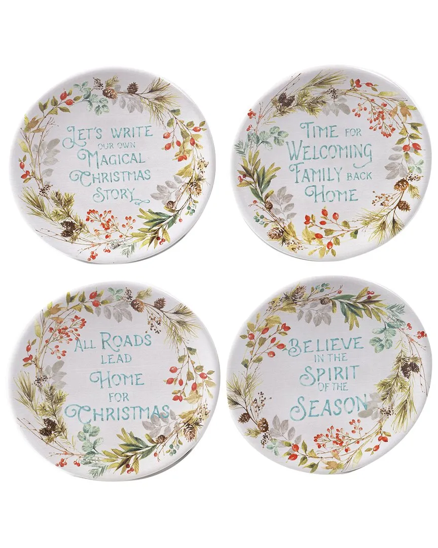 Christmas Story Canape Plates Set of 4 - Multicolor, Ceramic image