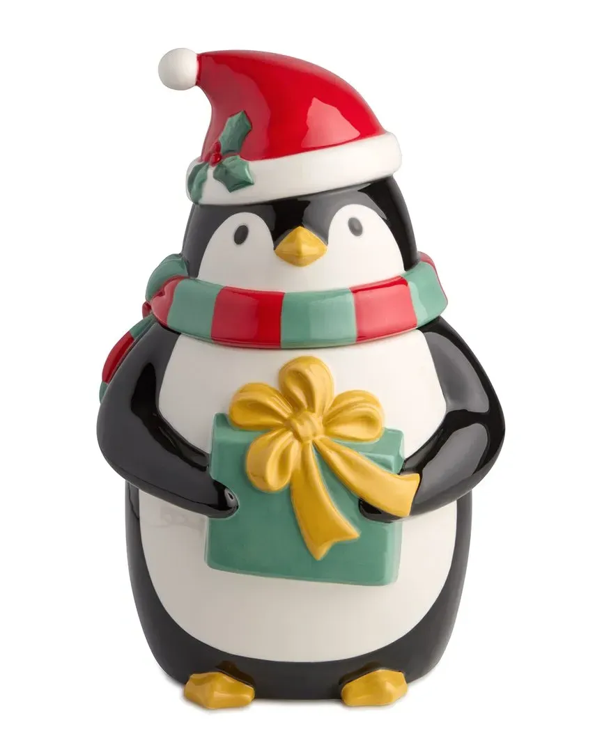 Christmas Whimsy Penguin 3D Cookie Jar - Multicolor, Ceramic